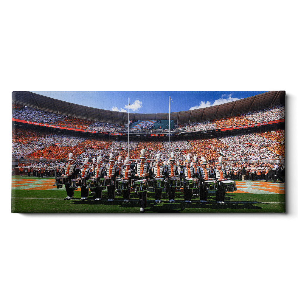 Tennessee Volunteers - Pride of the Southland Drumline Panoramic - Vol Wall Art #Canvas