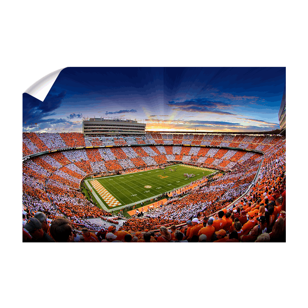 Tennessee Volunteers - Checkerboard Sunset - College Wall Art #Canvas