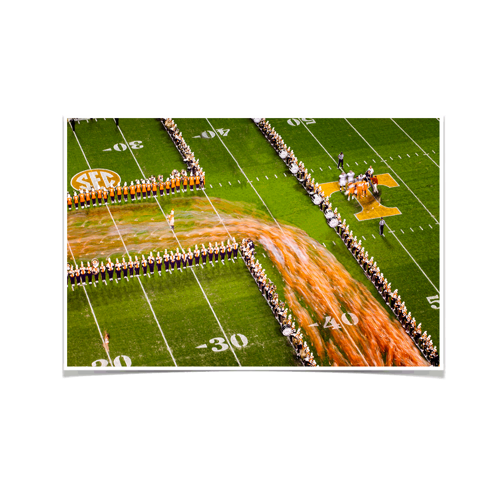 Tennessee Volunteers - Closeup Running Thru the T - College Wall Art #Canvas
