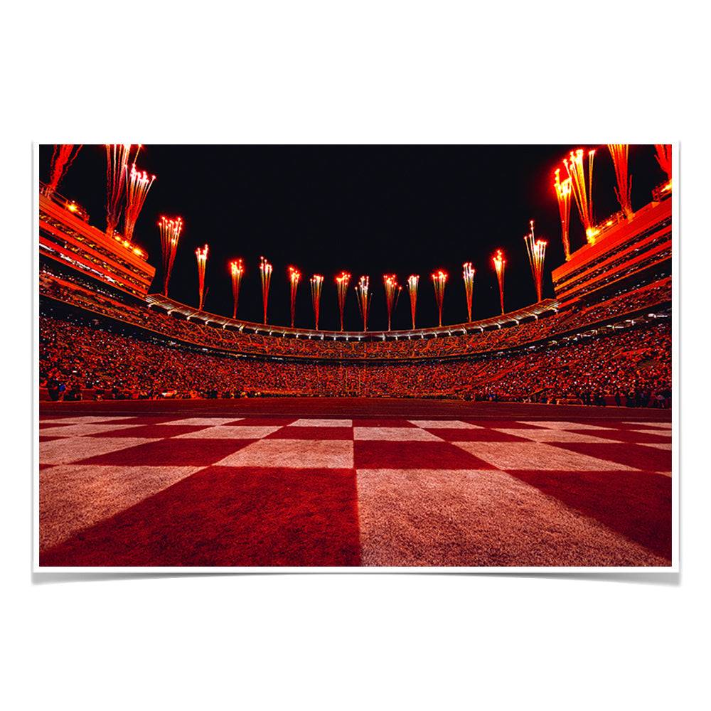 Tennessee Volunteers - Checkerboard End Zone Neyland Fireworks - College Wall Art #Canvas