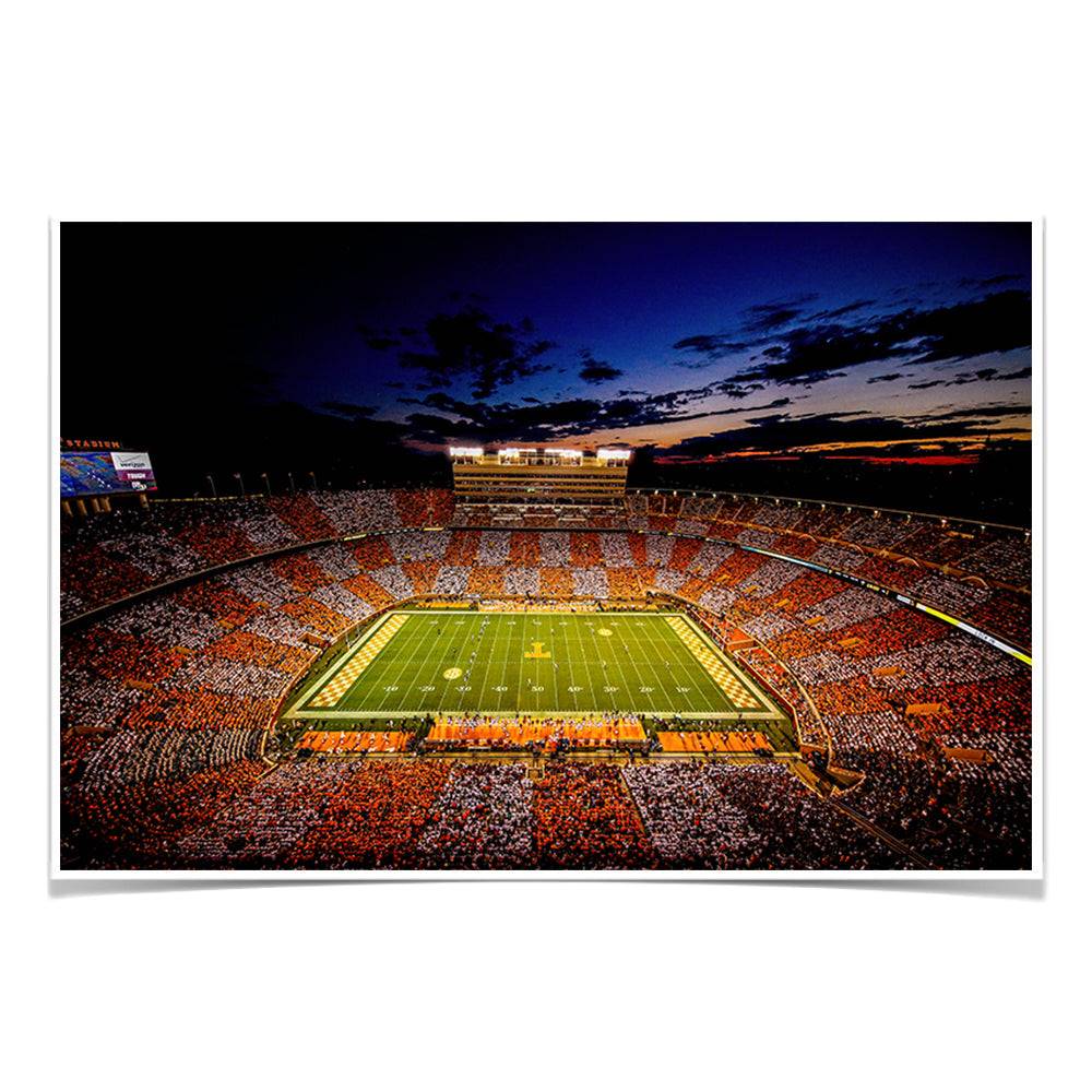 Tennessee Volunteers - Checkerboard Neyland After Dark - College Wall Art #Canvas