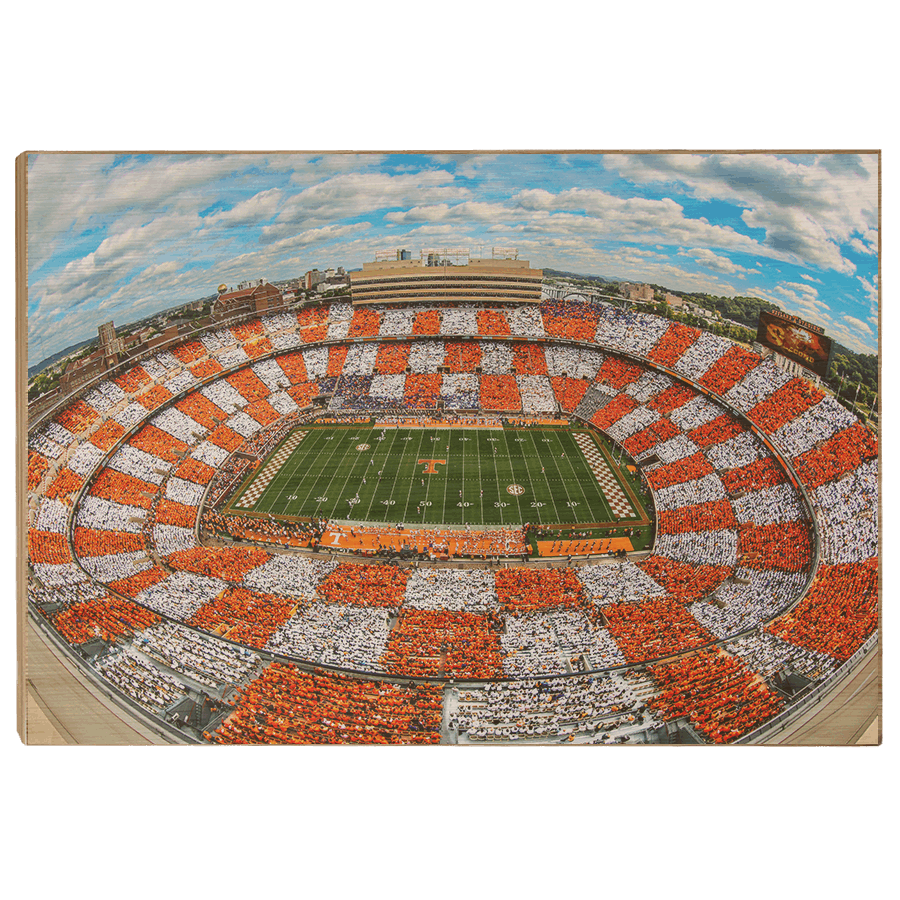 Tennessee Volunteers - Aerial Fisheye Checkerboard Neyland - College Wall Art #Canvas