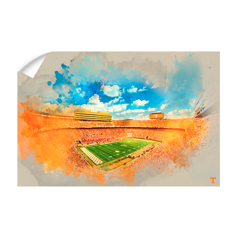 Tennessee Volunteers - Neyland Watercolor - College Wall Art #Canvas