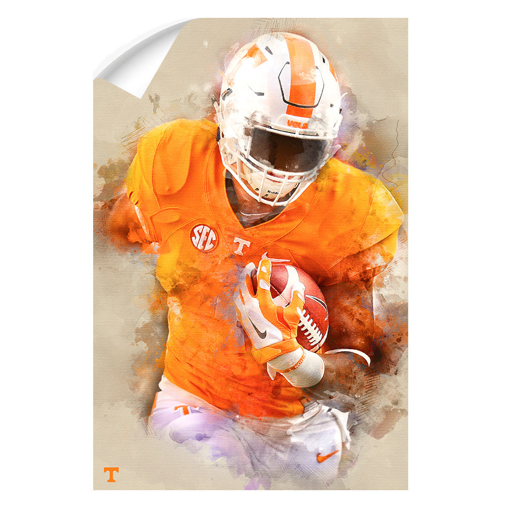 Tennessee Volunteers - Run Watercolor - College Wall Art #Canvas