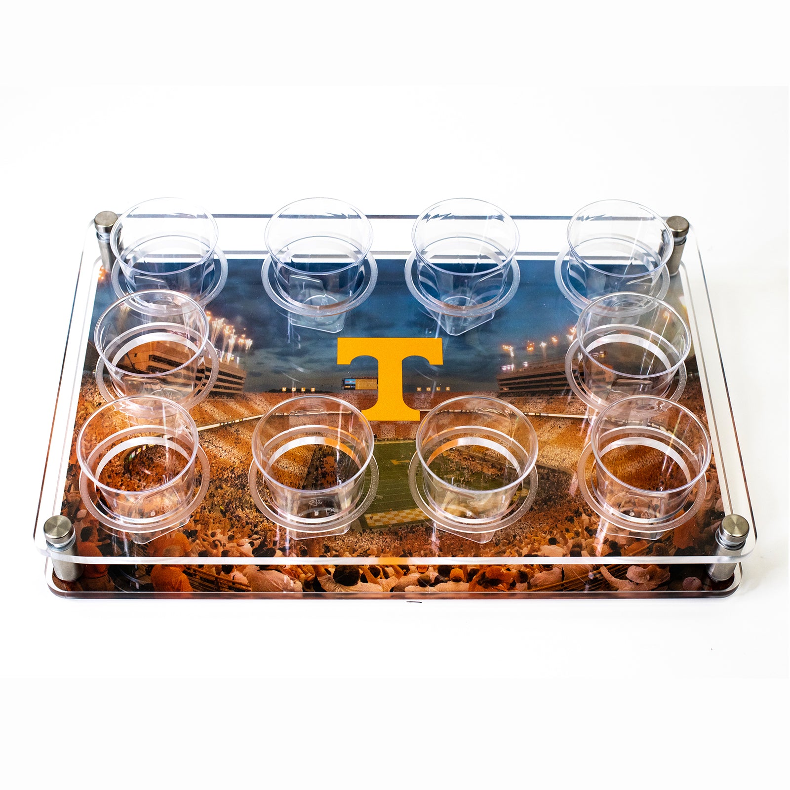 Tennessee Volunteers - Vols Beat the Gators Checkerboard Acrylic Shot Glass Tray