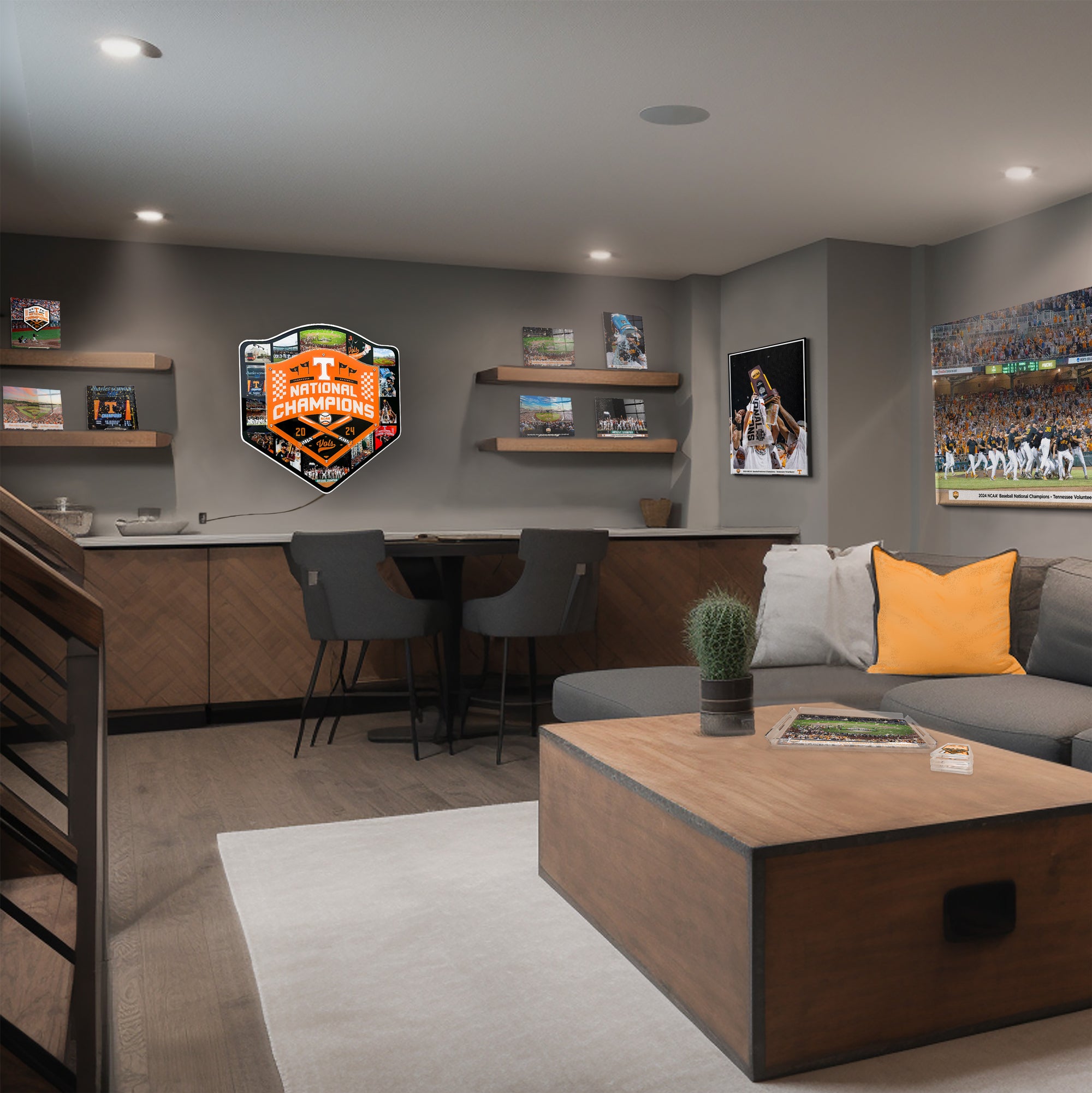 Tennessee Volunteers - Tennessee 2024 Baseball National Champions Three Layer Dimensional LED Wall Art