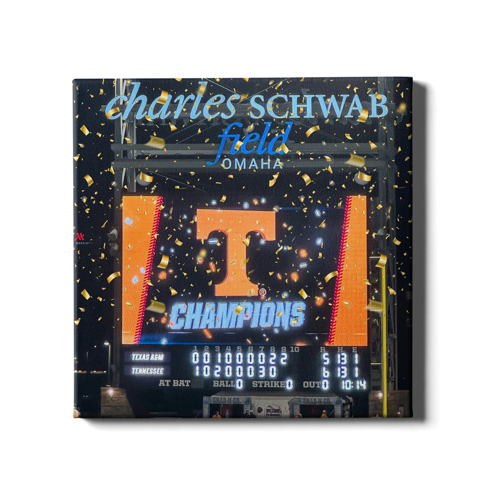 Tennessee Volunteers - Tennessee NCAA Baseball National Champions Score Board - College Wall Art #Canvas
