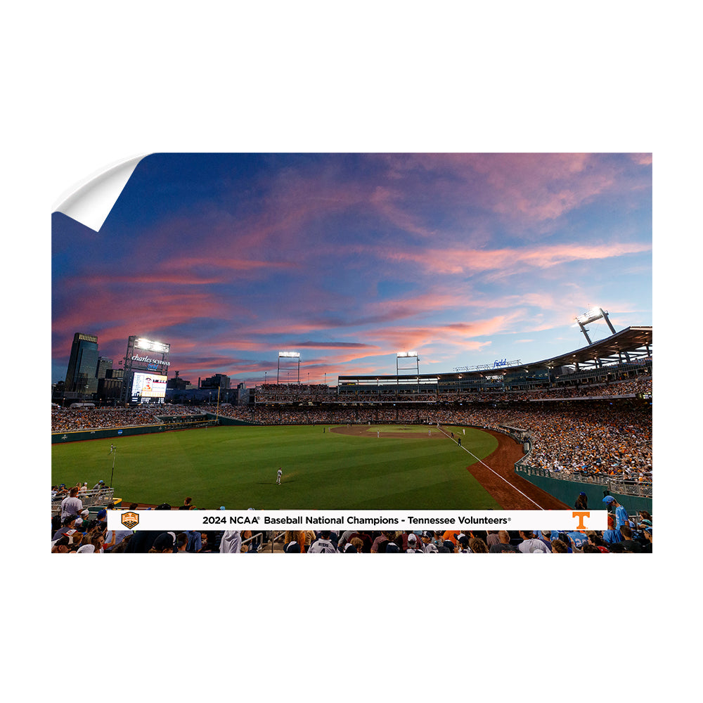 Tennessee Volunteers - 2024 NCAA Baseball National Champions Sunset - College Wall Art #Canvas