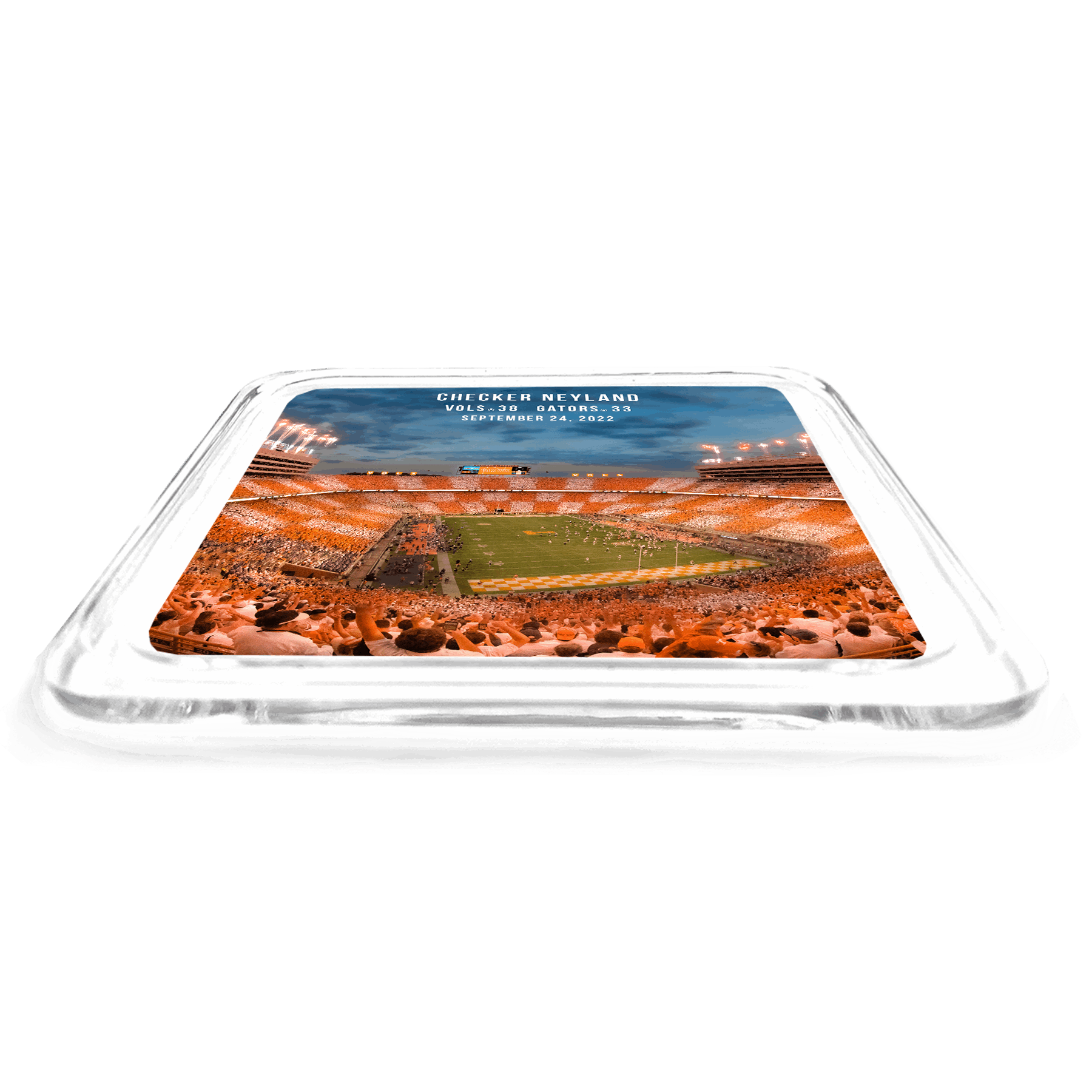 Tennessee Volunteers -  Checker Neyland Vols Beat the Gators TN 38 to Gators 33 Commemorative Acrylic Drink Coasters