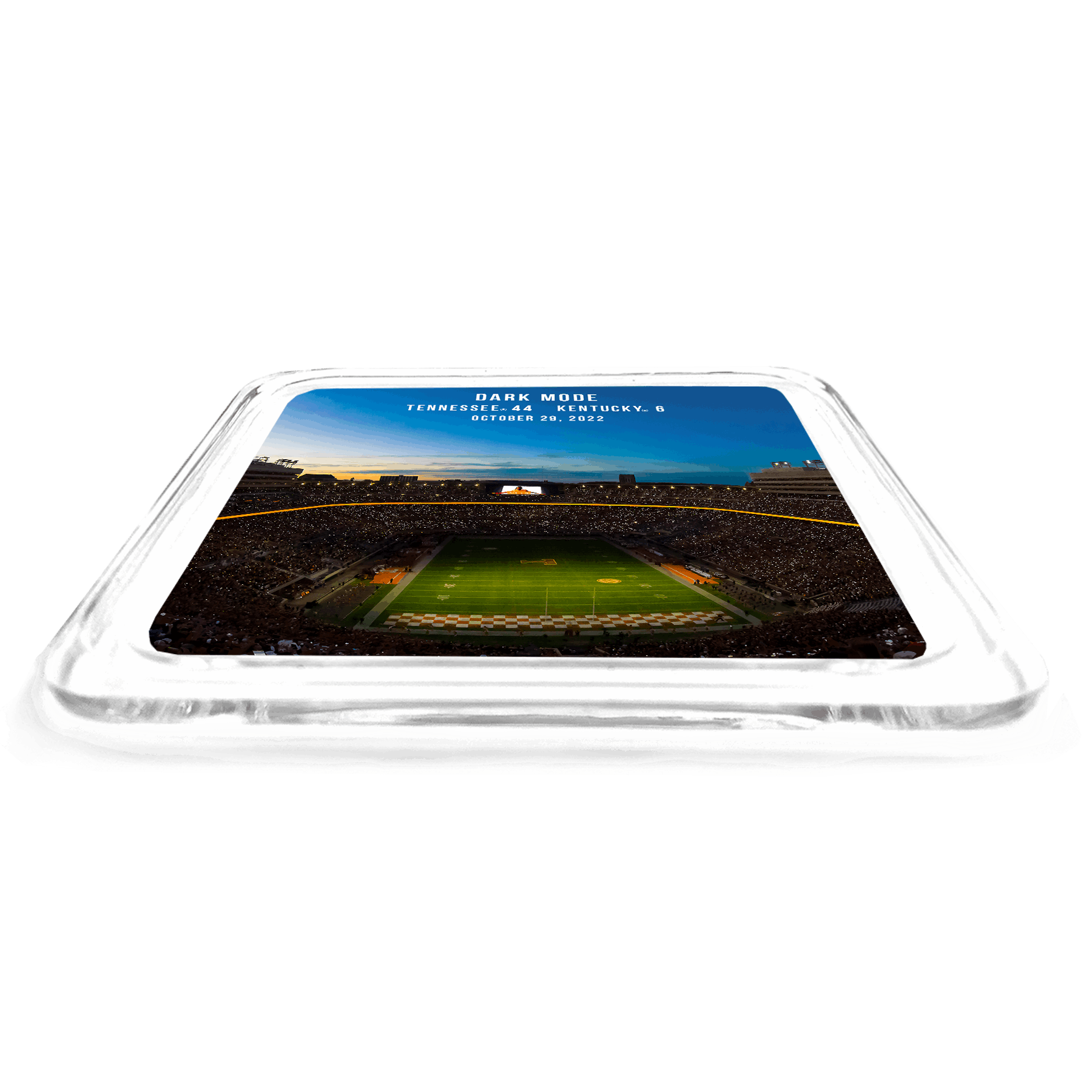 Tennessee Volunteers -  Dark Mode Tennessee 44 vs. Kentucky 6 Commemorative Acrylic Drink Coaster
