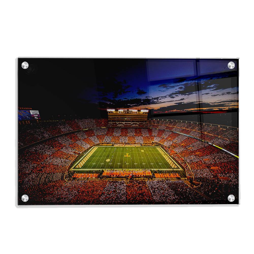 Tennessee Volunteers - Checkerboard Neyland After Dark - College Wall Art #Canvas
