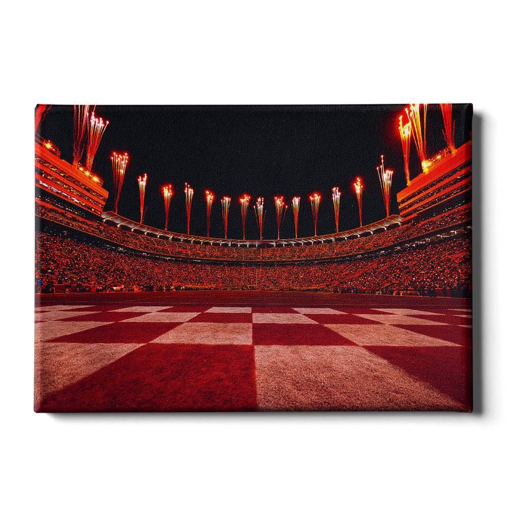 Tennessee Volunteers - Checkerboard End Zone Neyland Fireworks - College Wall Art #Canvas