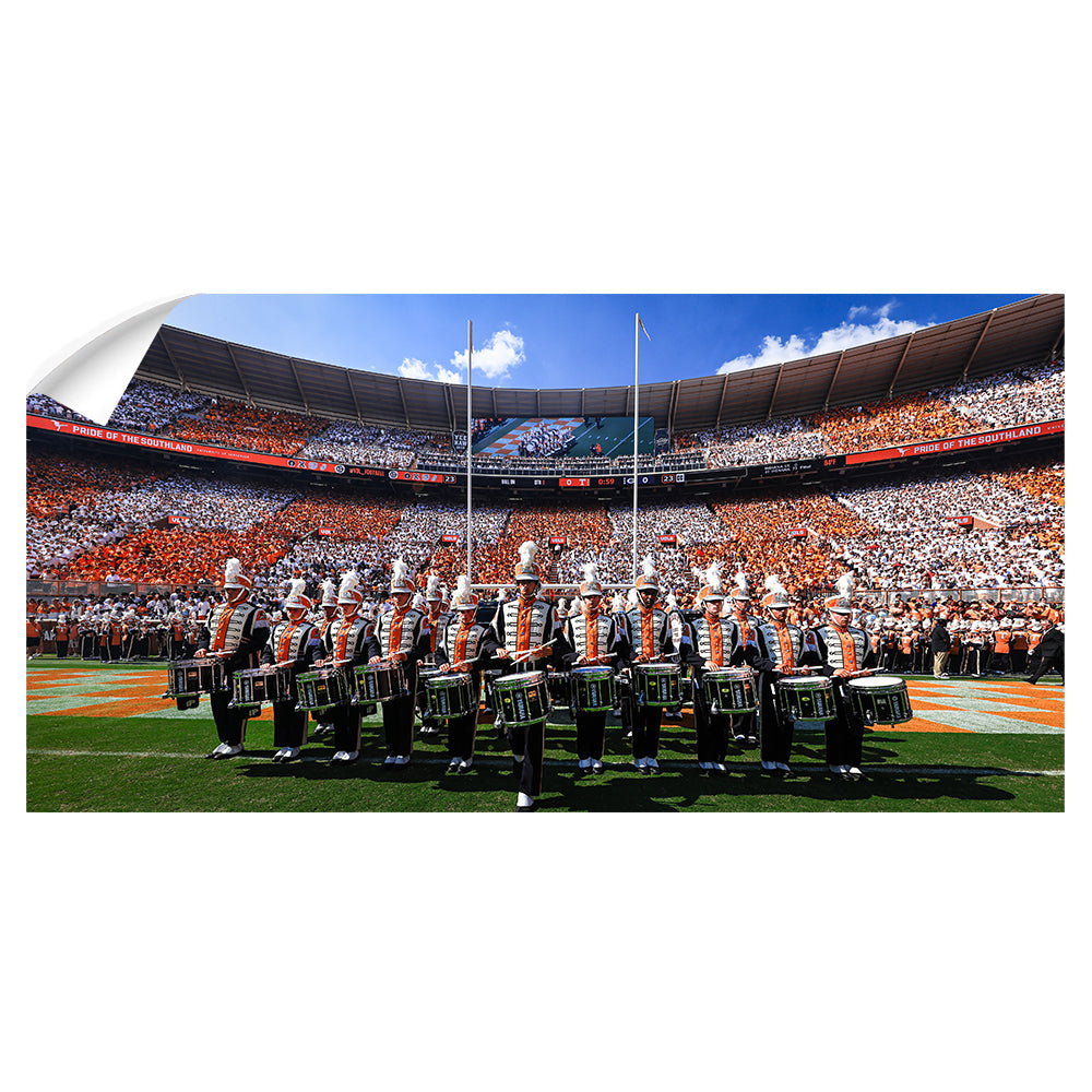 Tennessee Volunteers - Pride of the Southland Drumline Panoramic - Vol Wall Art #Canvas