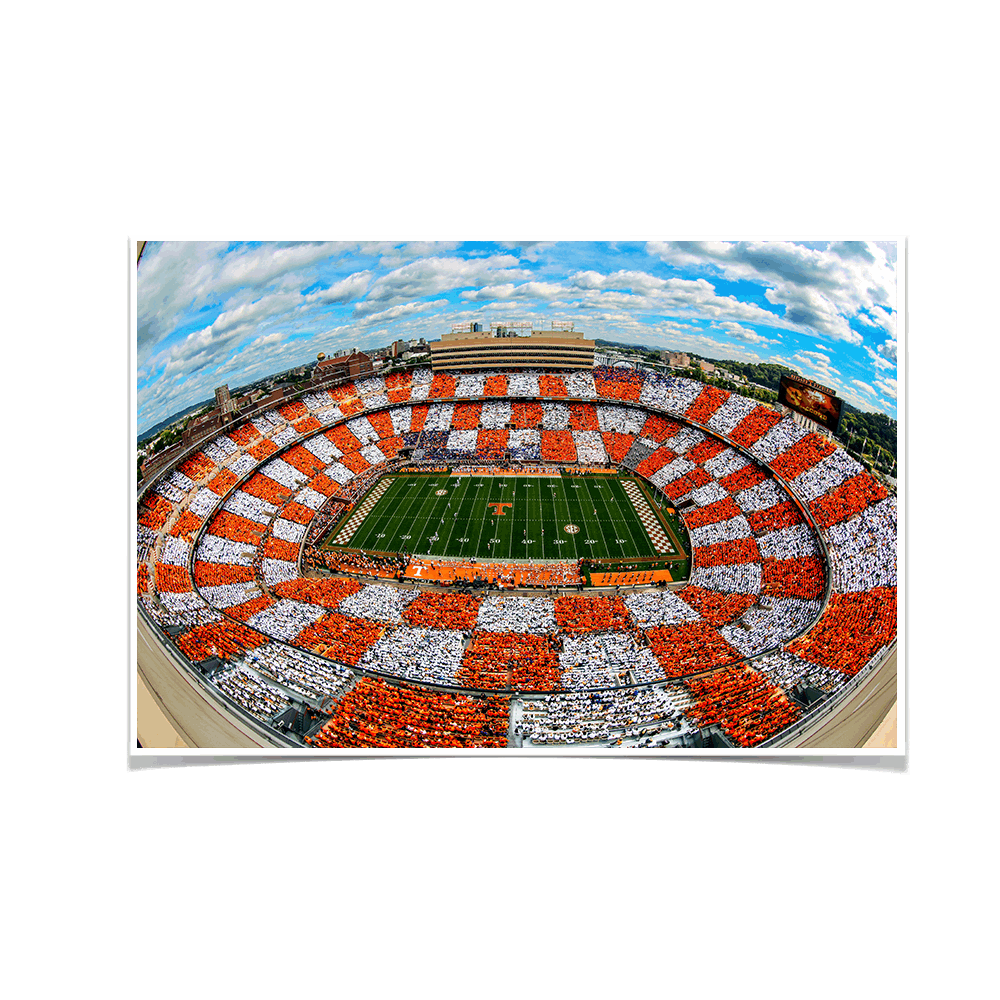 Tennessee Volunteers - Aerial Fisheye Checkerboard Neyland - College Wall Art #Canvas