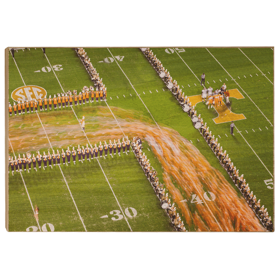 Tennessee Volunteers - Closeup Running Thru the T - College Wall Art #Canvas