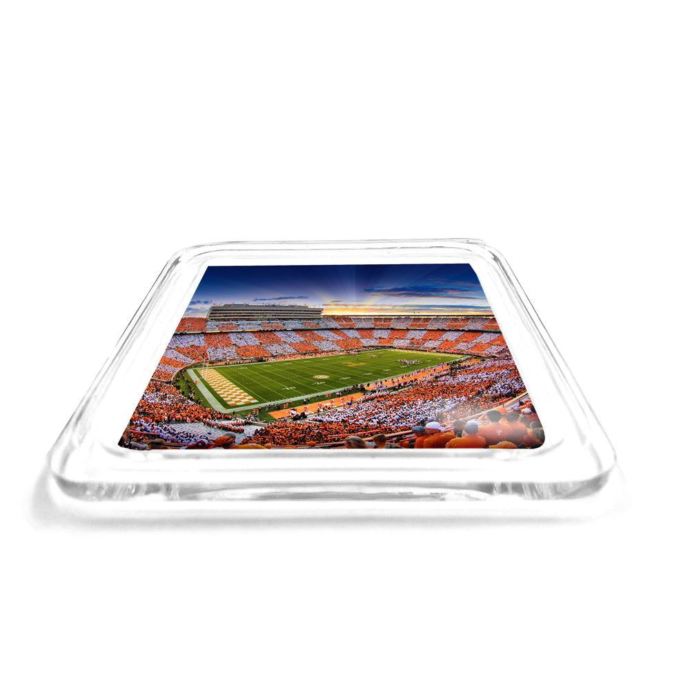 Tennessee Volunteers - Checkerboard Sunset Drink Coaster