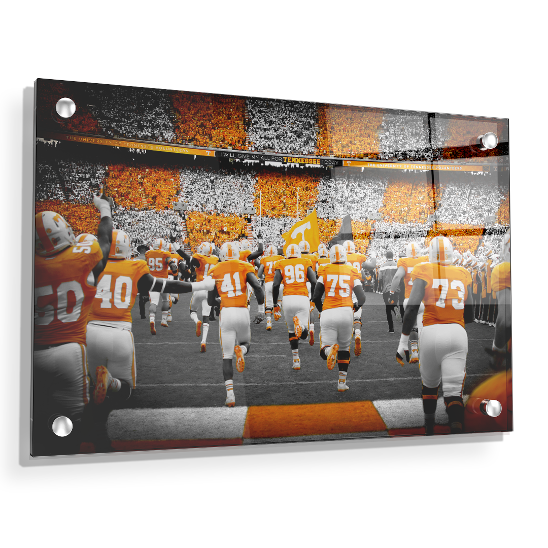 Tennessee Volunteers - Running Onto the Checkerboard Field - College Wall Art #Canvas