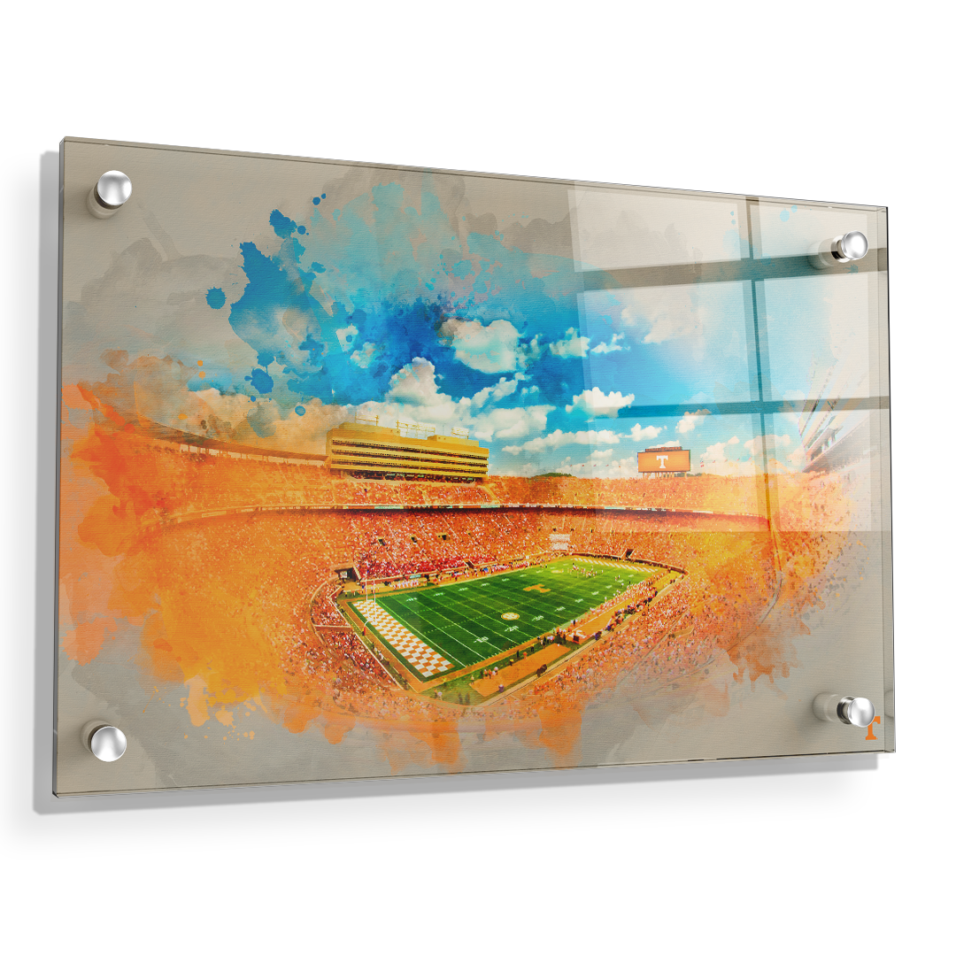 Tennessee Volunteers - Neyland Watercolor - College Wall Art #Canvas