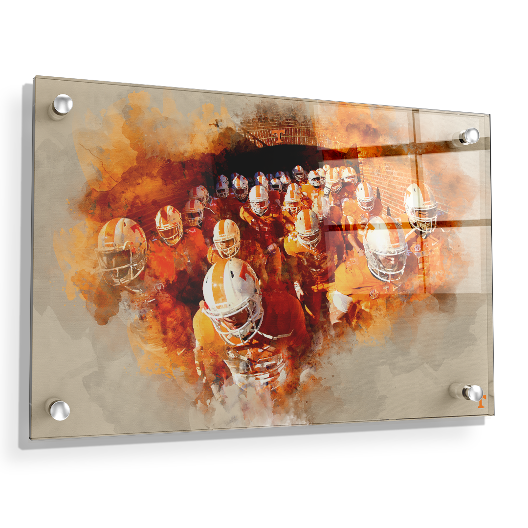 Tennessee Volunteers - Taking the Field Watercolor - College Wall Art #Canvas