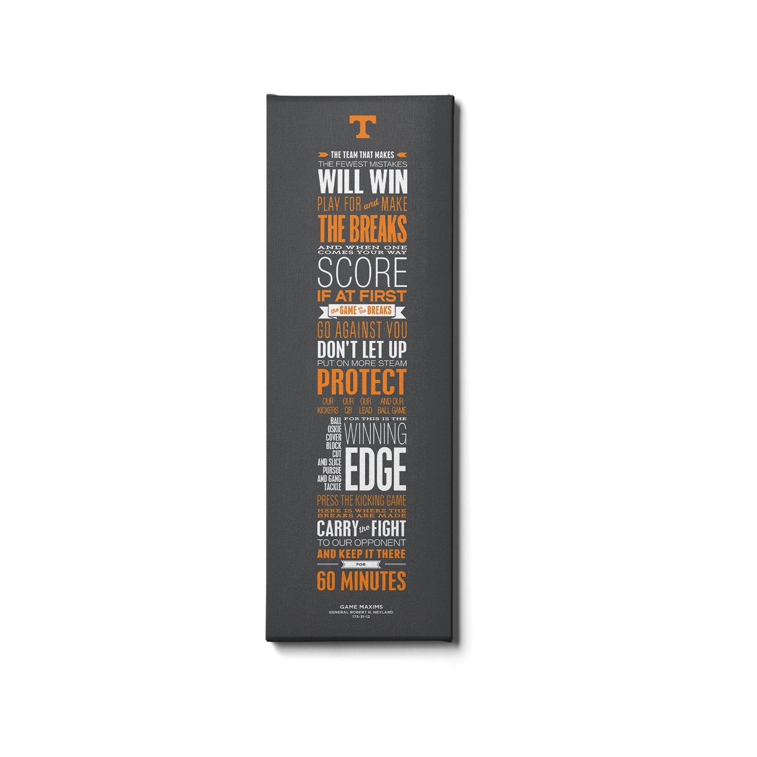 Tennessee Volunteers - Game Maxims Grey - College Wall Art #Canvas