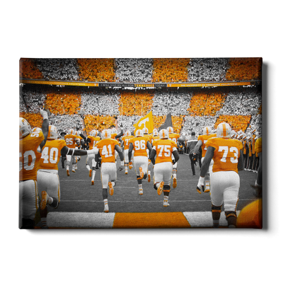 Tennessee Volunteers - Running Onto the Checkerboard Field - College Wall Art #Canvas