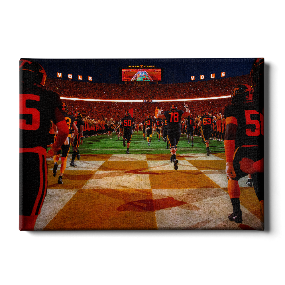 Tennessee Volunteers - Running onto the Field Dark Mode - College Wall Art #Canvas