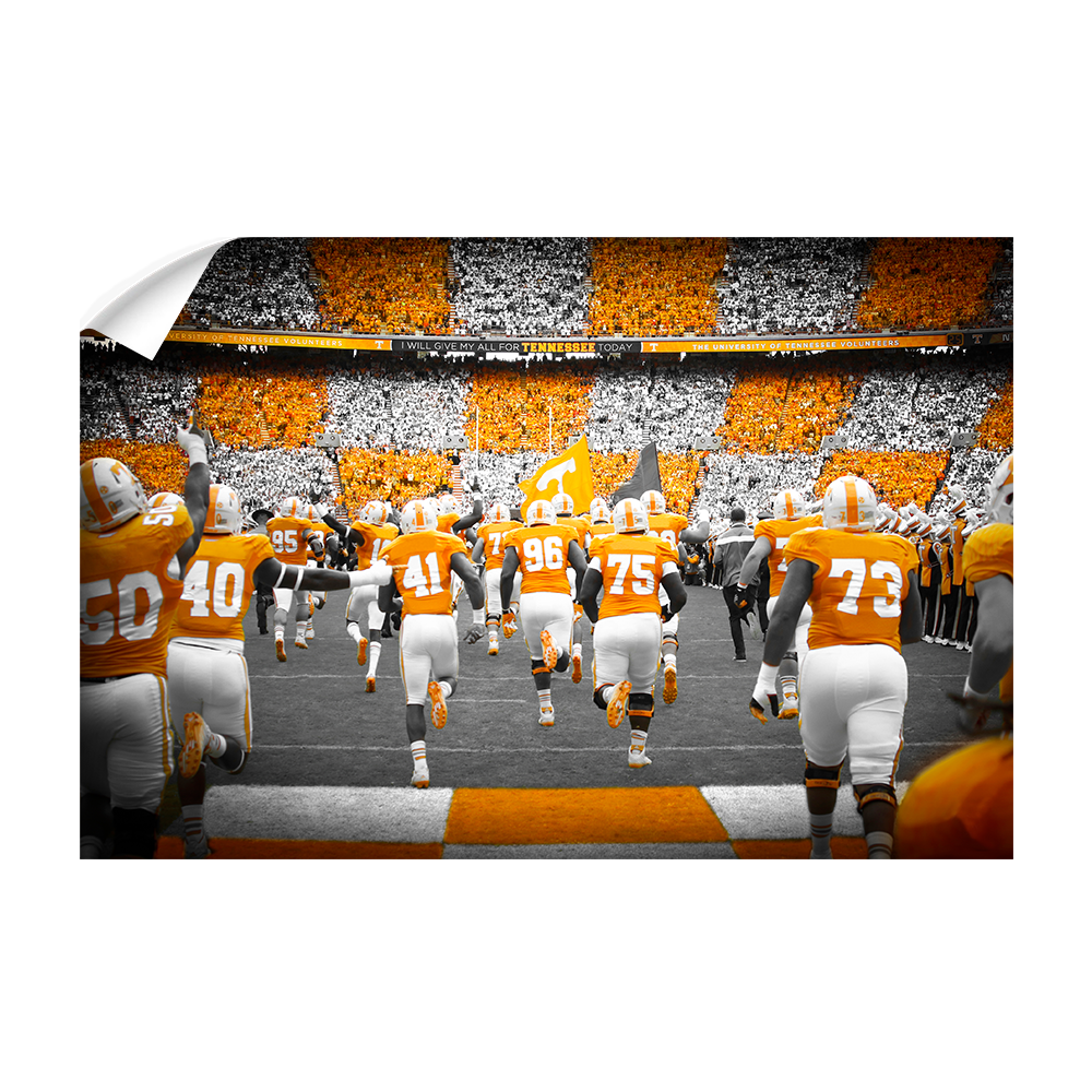 Tennessee Volunteers - Running Onto the Checkerboard Field - College Wall Art #Canvas