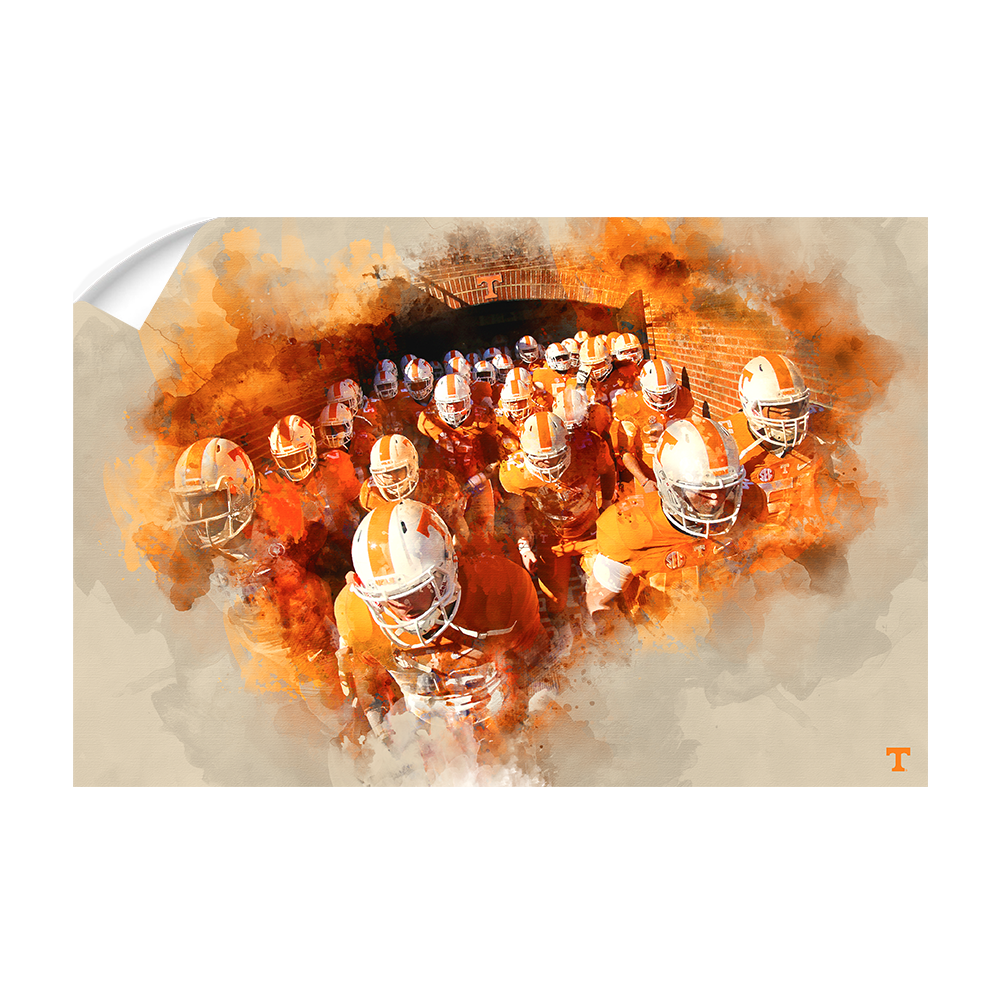 Tennessee Volunteers - Taking the Field Watercolor - College Wall Art #Canvas