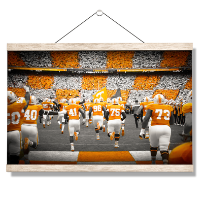 Tennessee Volunteers - Running Onto the Checkerboard Field - College Wall Art #Hanging Canvas