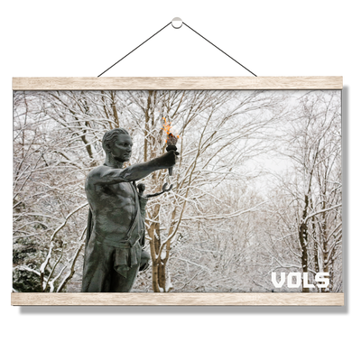 Tennessee Volunteers - Snowy Torchbearer - College Wall Art #Hanging Canvas