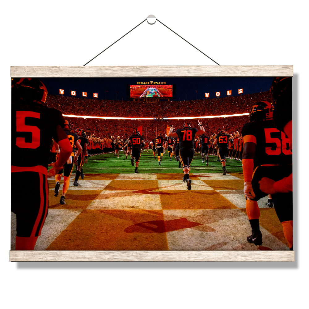 Tennessee Volunteers - Running onto the Field Dark Mode - College Wall Art #Canvas