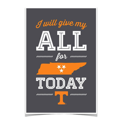 Tennessee Volunteers - I Will Give My All - College Wall Art #Poster