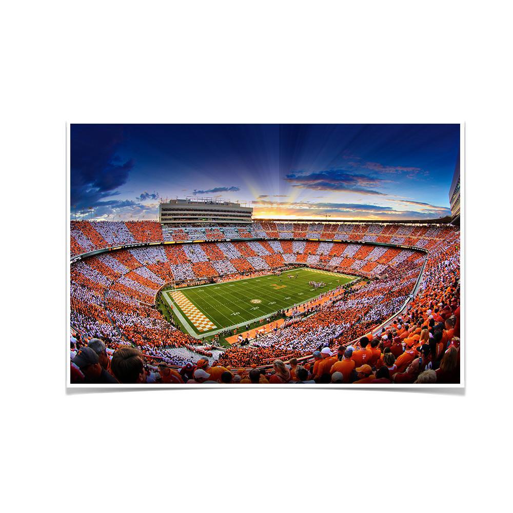 Tennessee Volunteers - Checkerboard Sunset - College Wall Art #Canvas