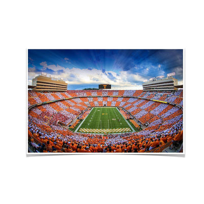 Tennessee Volunteers - Sunset over Checkerboard Neyland - College Wall Art #Poster