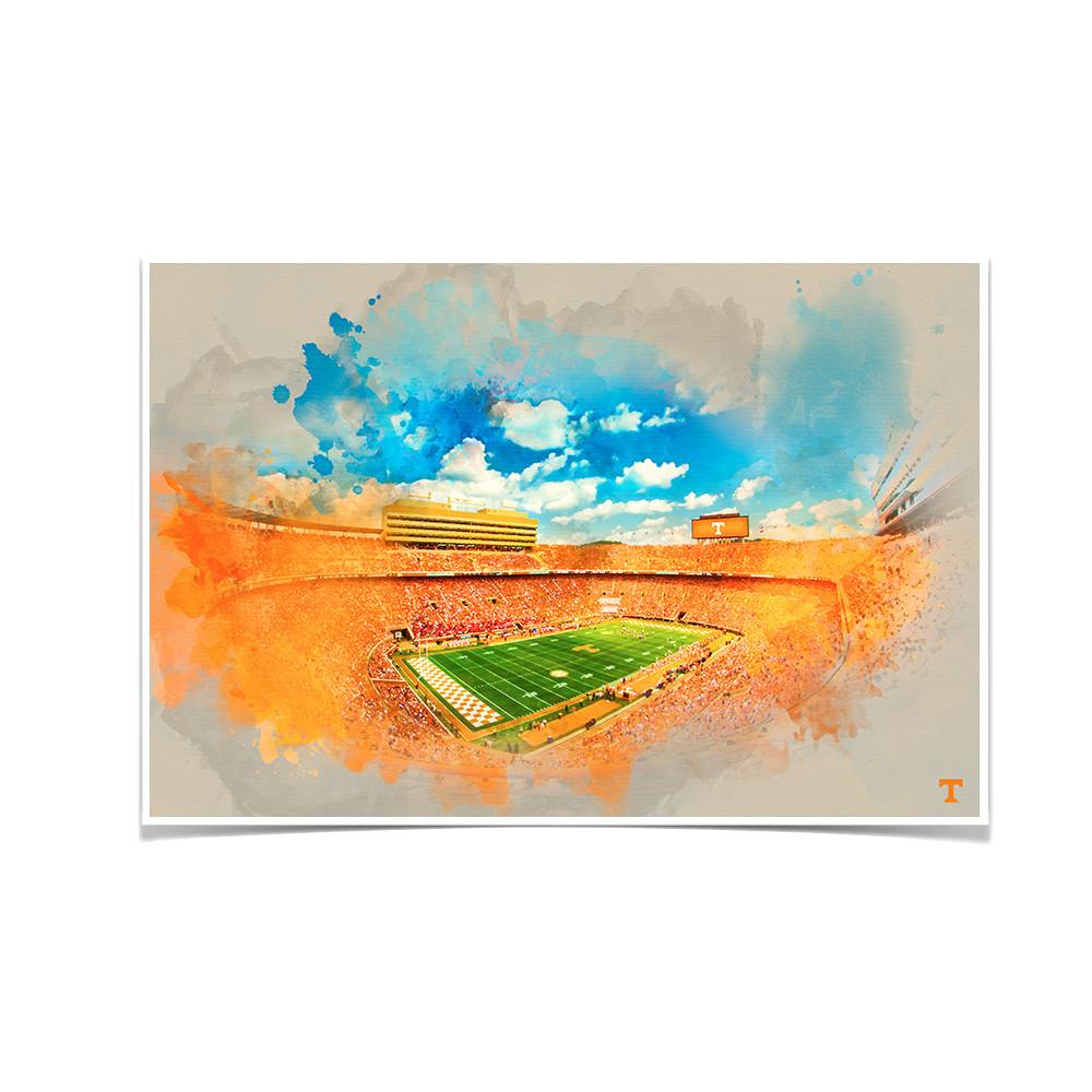 Tennessee Volunteers - Neyland Watercolor - College Wall Art #Canvas