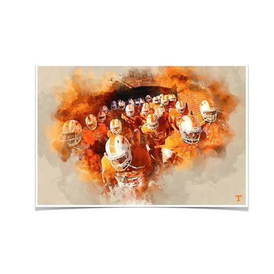 Tennessee Volunteers - Taking the Field Watercolor - College Wall Art #Poster