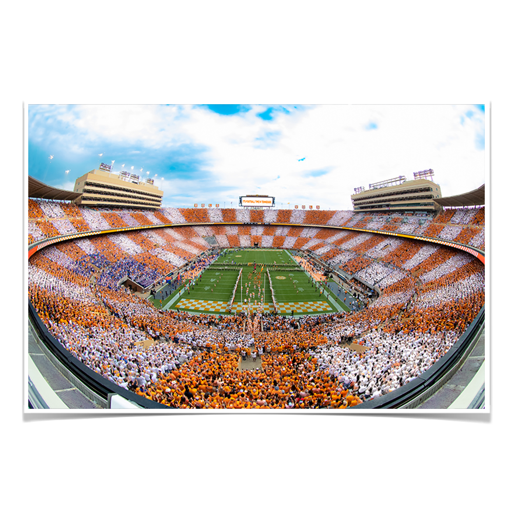 Tennessee Volunteers - It's Football Time in Tennessee Checkerboard Neyland Fisheye - College Wall Art #Canvas