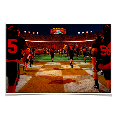 Tennessee Volunteers - Running onto the Field Dark Mode - College Wall Art #Poster