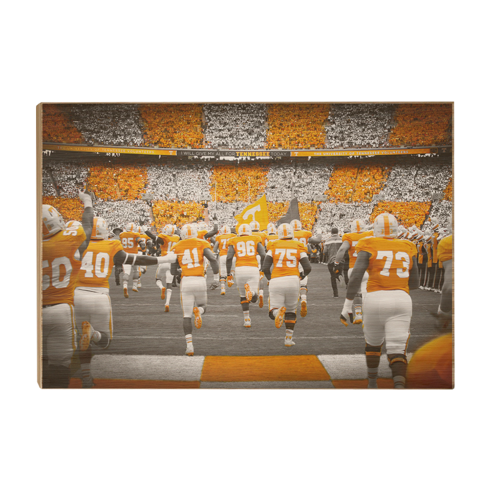 Tennessee Volunteers - Running Onto the Checkerboard Field - College Wall Art #Canvas