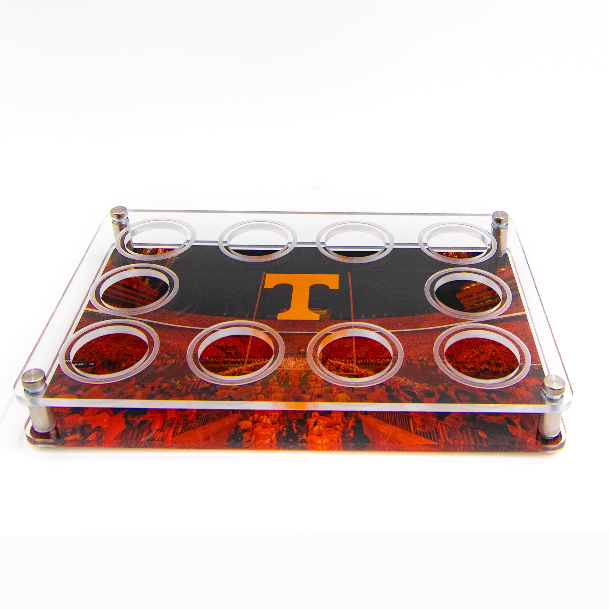 Tennessee Volunteers - Tennessee Through the T under the LED Acrylic Shot Glass Tray